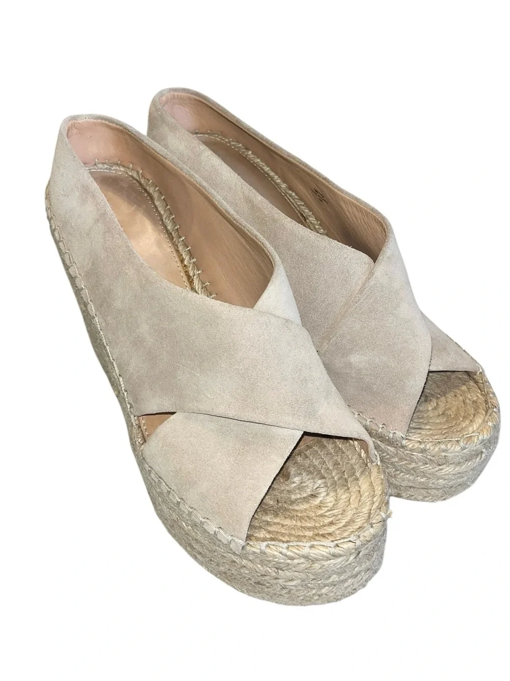 Sigerson Morrison Smatifa Suede Espadrille Wedge Platform Sandals - Size 8